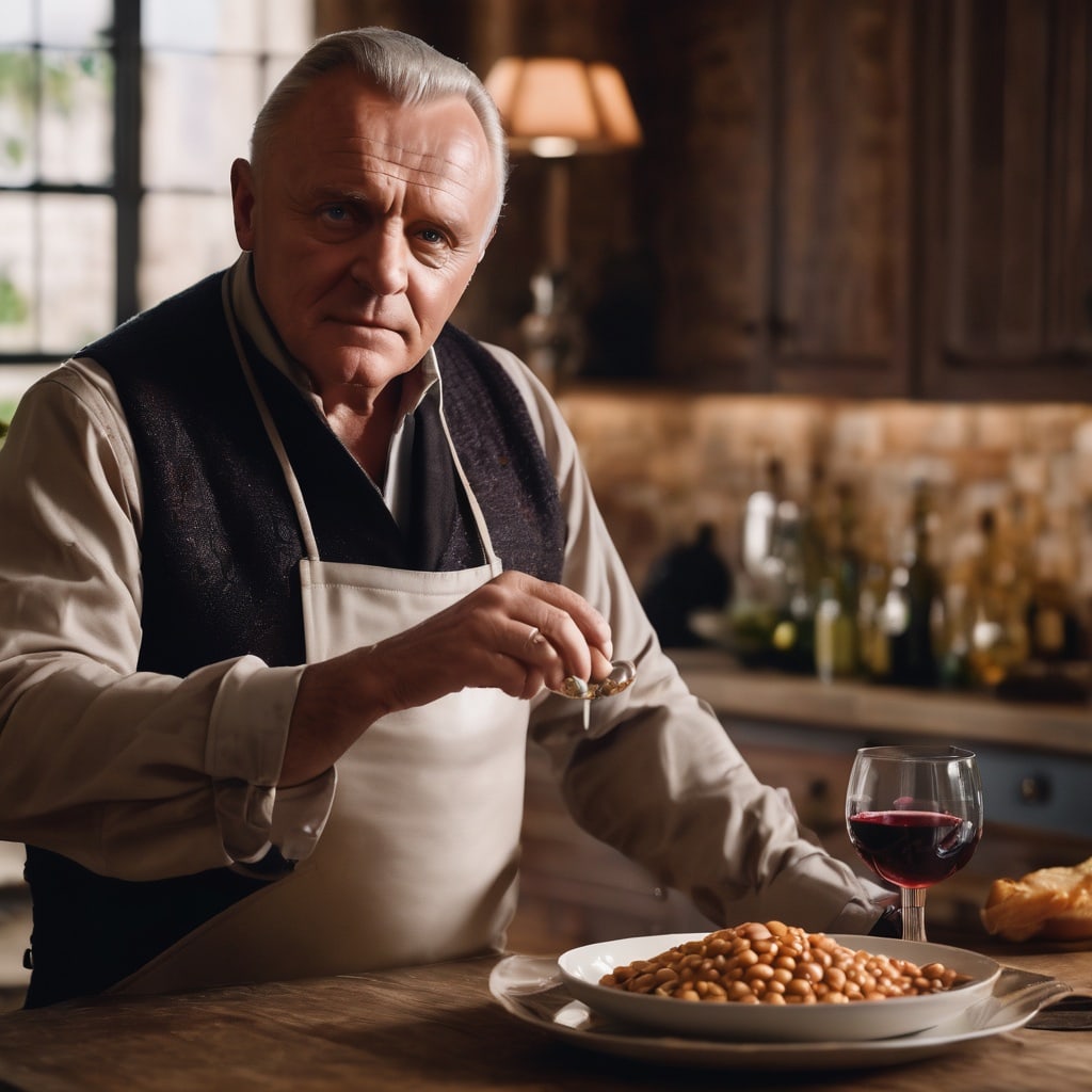 Sir Anthony Hopkins enjoying a nice chianti with  fava beans